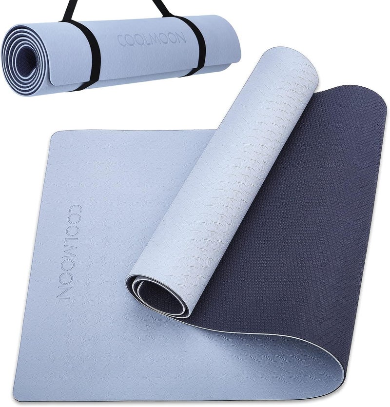 COOLMOON Yoga Mat Non Slip, Anti-Tear 1/4 Thick TPE Yoga Mats for Women and Men, 72"x24" Exercise & Fitness Mat with Carrying Strap, Workout Mats for Yoga, Pilates and Floor Exercise - Image 1